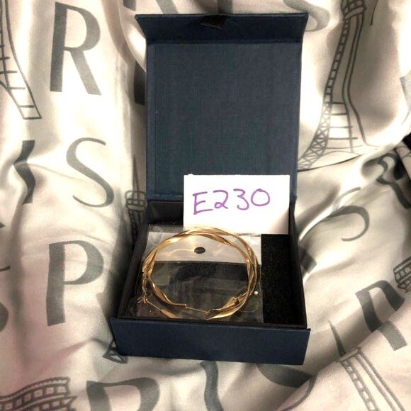 KVANU Pierced Twisted Hoops Gold Plated Sterling Silver NIB - Picture 4 of 5